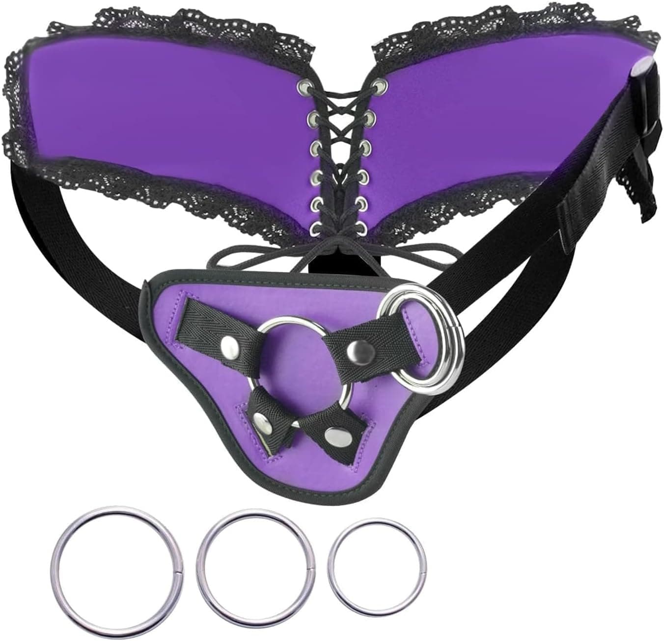 MATATA Strap On Harness Umschnall Dildos Erotik Sexspielzeug Für Frauen Lesben mit 3 Ringe, einstellbare Gurte, Kompatibel mit allen Dildo